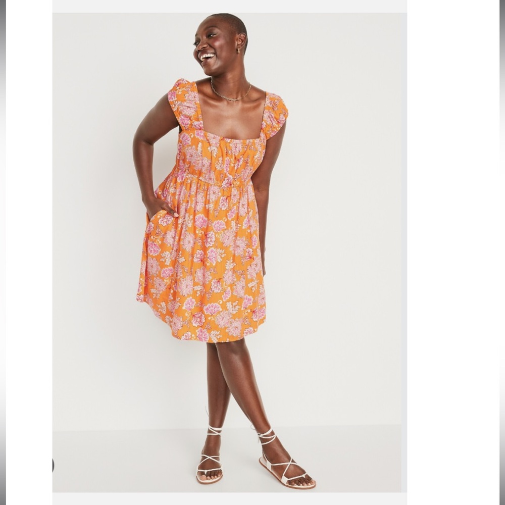 Old Navy Orange Floral Sundress